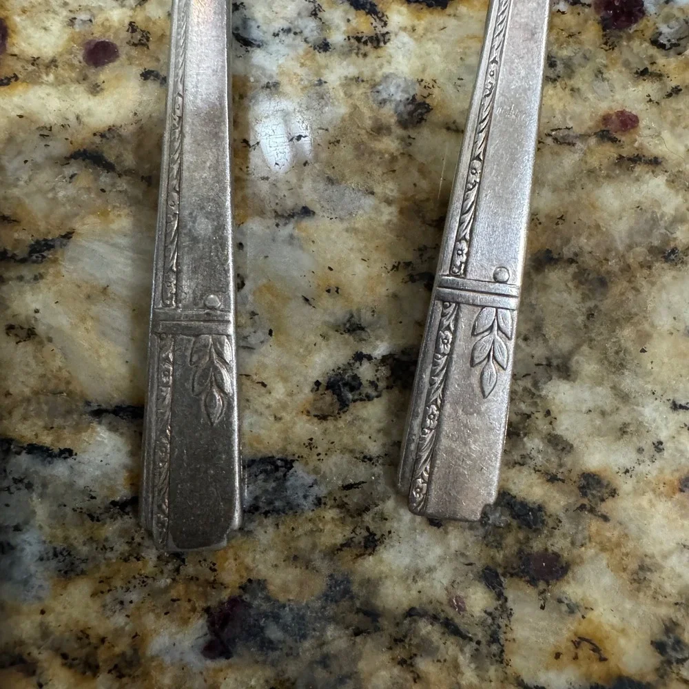 Vintage Simeon L & George H Rogers Silver Plate Spoons Set of 7 Art Deco Floral
